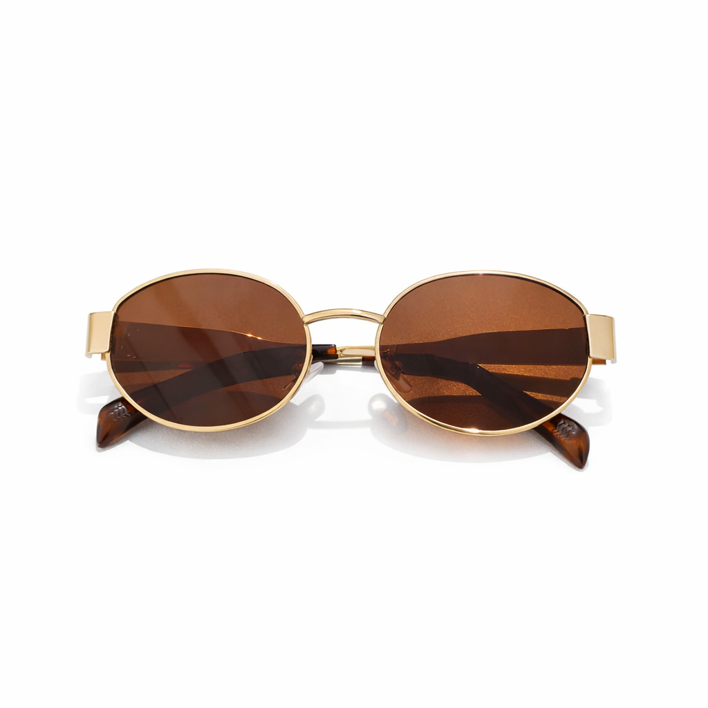 Elegent Gold Tone Round Sunglasses